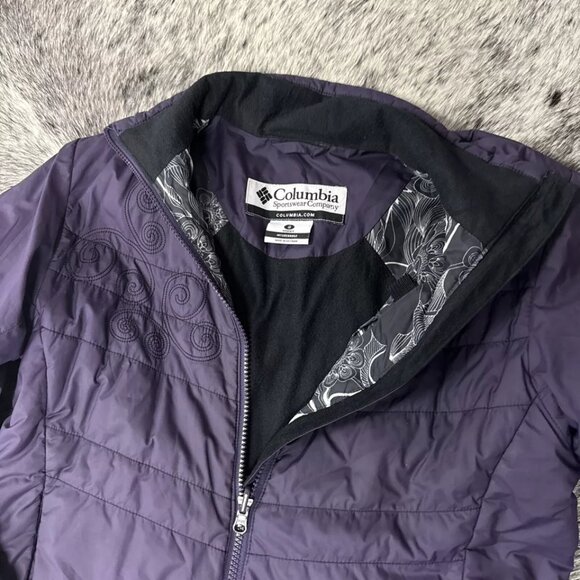 Columbia Puffer Jacket Womens Small Purple Interchange Insulated Embroidered - Picture 4 of 5